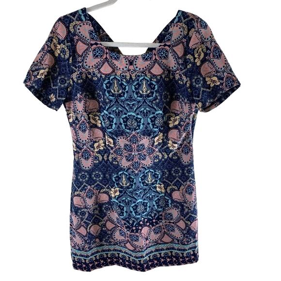 Hollister Multicolored Patterned Short Sleeve Mini Stretchy Sheath Dress Size M - Picture 1 of 5